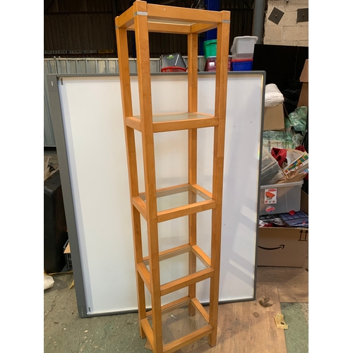 566 - 6ft tall narrow glazed shelving unit