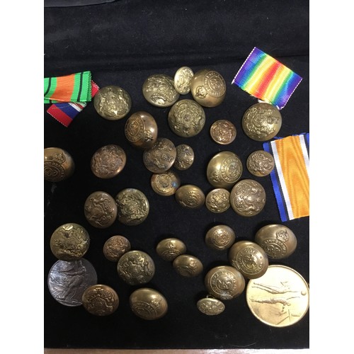 26 - Selection of military dress buttons including Royal Army Service Corps and other plus ribbons for me... 