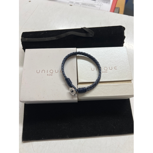 40 - Unique steel blue rope bangle bracelet with box