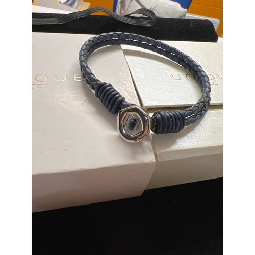 40 - Unique steel blue rope bangle bracelet with box