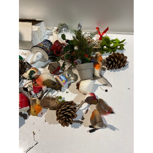 242 - Homeware decor inc robins, pine cones, snow globe, night light and more