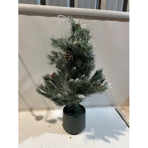 244 - 80cm tree with frosty leaves and pine cones