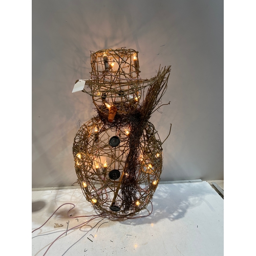 246 - 60cm tall light up wicker snowman