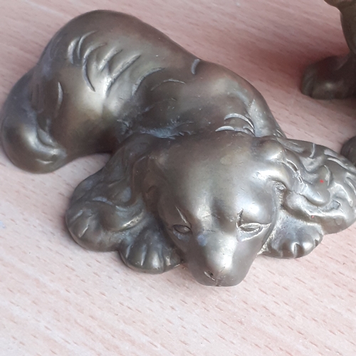 9 - 2 brass spaniel dogs. One solid and one hollow style. Great detail