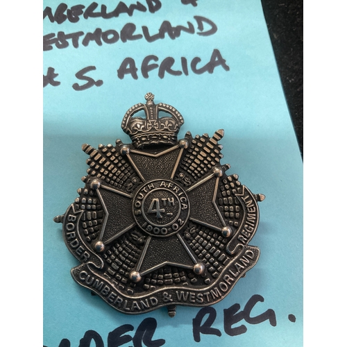 43A - Cumberland & Westmorland 4th South Africa Border Reg. 1900- 02 cap badge