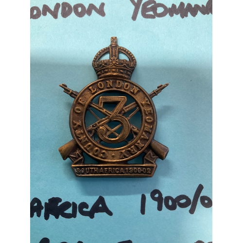 45A - County of London Yeomanry South Africa 1900/02 J. R. Gaunt - London cap Badge