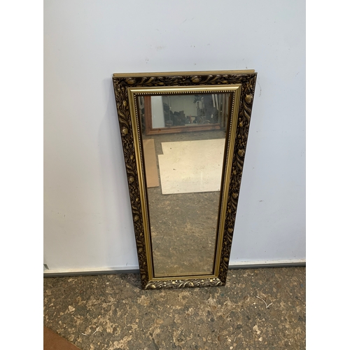 159 - Gold gilt framed mirror - 85x35cm