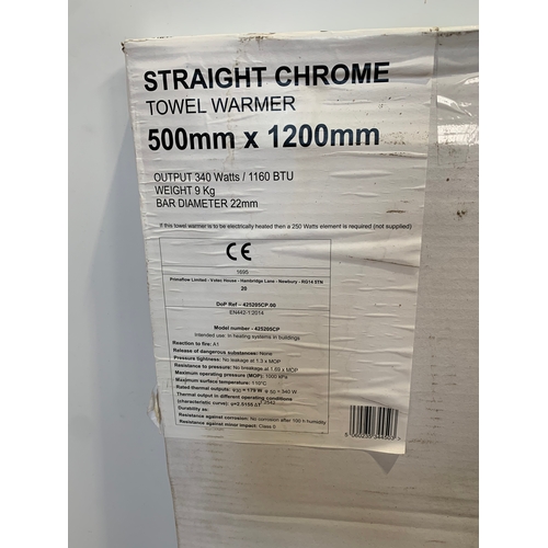 163 - As new - straight chrome towel warmer - 500x1200mm