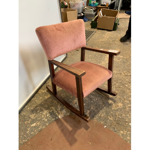 167 - Vintage children’s low upholstered rocking chair