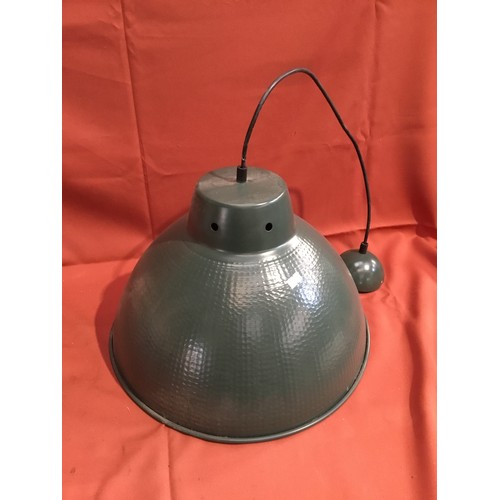 164 - Large green metal hanging ceiling light shade