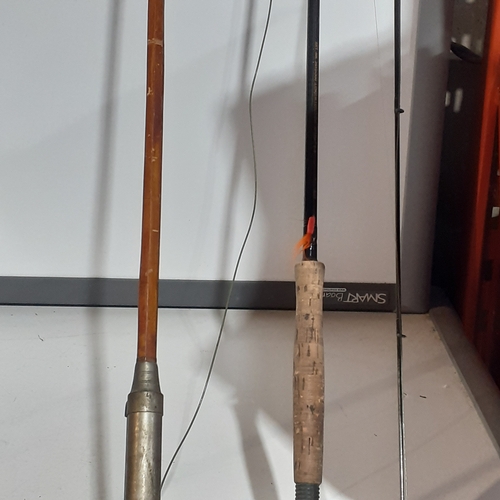 19 - Vintage Quicksilver 10ft fly rod with a vintage D.A.M fly reel. Good used condition. Also a wooden r... 