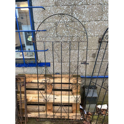 255A - Pair of metal garden gates - near matching design - 185cm tall - 80cm wide