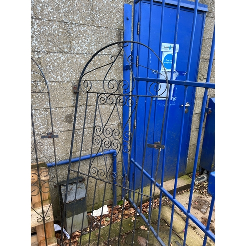 255A - Pair of metal garden gates - near matching design - 185cm tall - 80cm wide