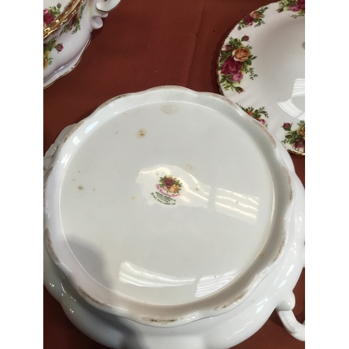 204 - Two Royal Albert old country roses covered veg dishes