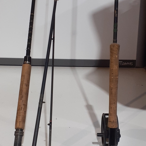 17 - Vintage Lamiglass graphite fishing rod and CS reel with three parts of incomplete rod. One part rod ... 