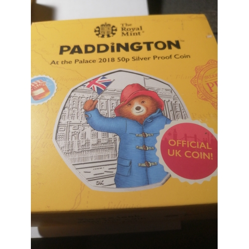 35A - COINS : Paddington 2018 silver proof 50p with coloured details in presentation case with all origina... 