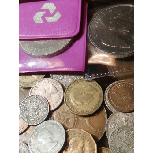 51B - COINS : Large box of mixed English coinage (silver noted)