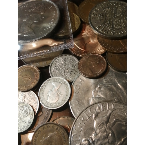 51B - COINS : Large box of mixed English coinage (silver noted)