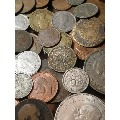 51B - COINS : Large box of mixed English coinage (silver noted)