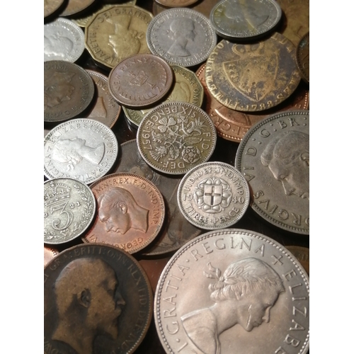 51B - COINS : Large box of mixed English coinage (silver noted)