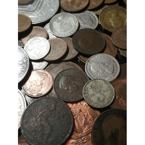 51B - COINS : Large box of mixed English coinage (silver noted)