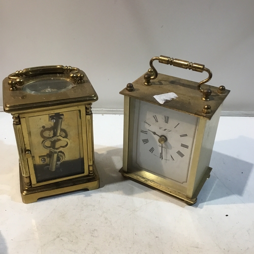 36 - Pair of brass Carriage clocks