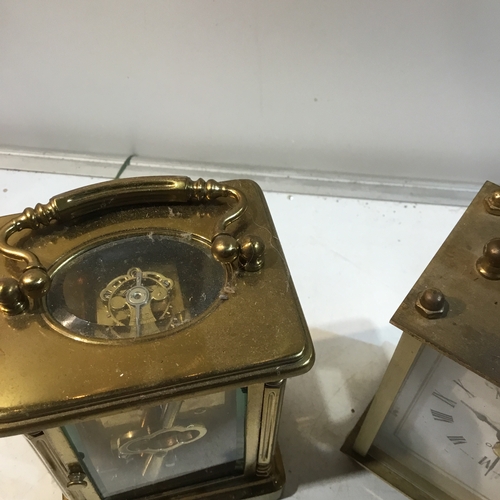 36 - Pair of brass Carriage clocks