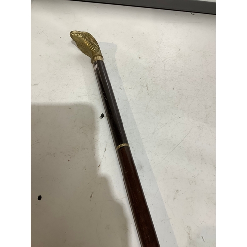 340 - Brass snake head walking stick