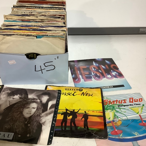 365 - Box of 45s singles includes status quo t pau players heaven 17 to name a few