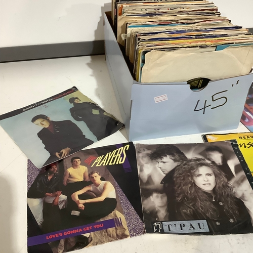 365 - Box of 45s singles includes status quo t pau players heaven 17 to name a few