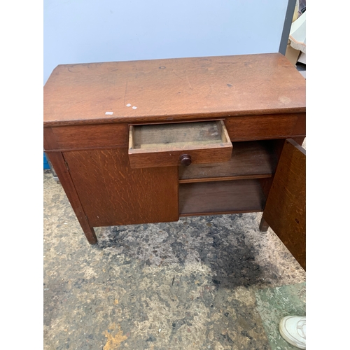 142 - Vintage pine cabinet with small drawer - good condition - fantastic period piece.