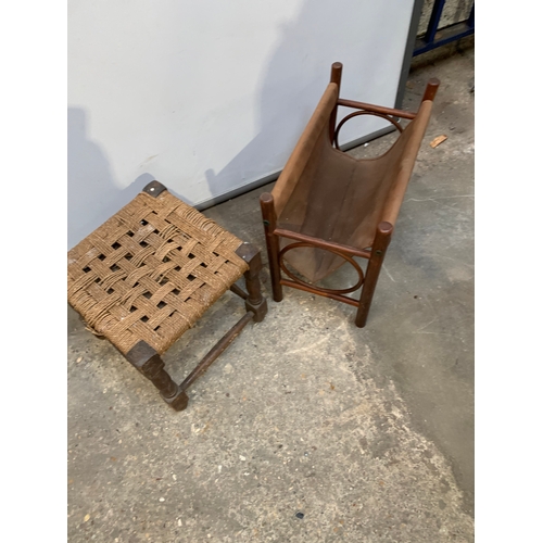 149 - Mid century small stool and magazine holder