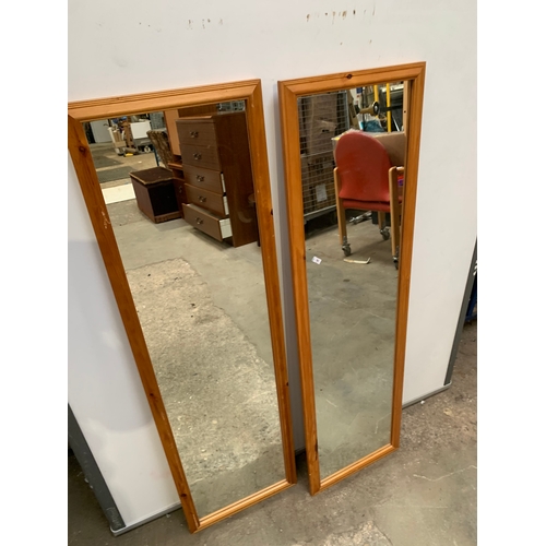 150 - Pair of pine framed mirrors - 4ft tall