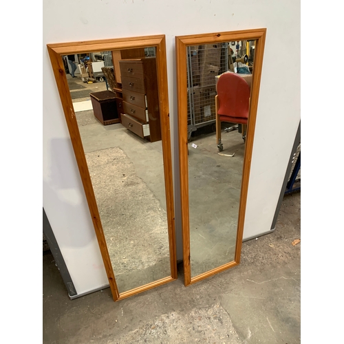 150 - Pair of pine framed mirrors - 4ft tall