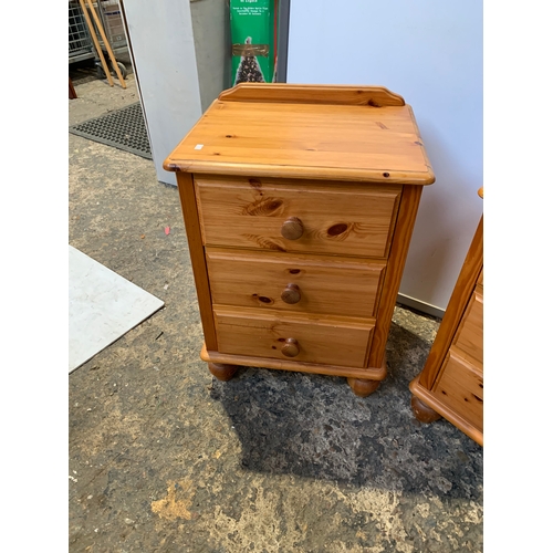 158 - Pair of matching pine 3 drawer cabinets