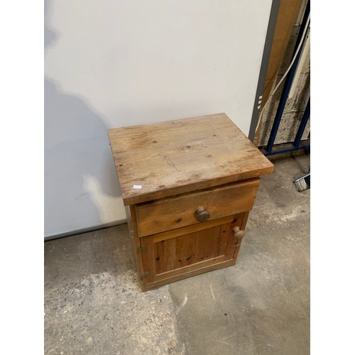 202 - Vintage chunky pine side cabinet with drawer