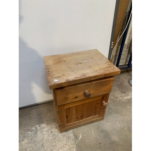 202 - Vintage chunky pine side cabinet with drawer