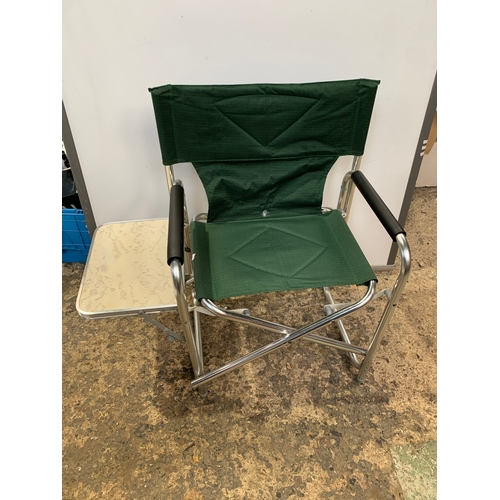 233 - Folding garden metal chair with side table