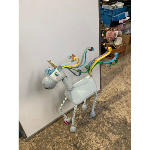 234 - Large metal unicorn with coloured decoration - great condition