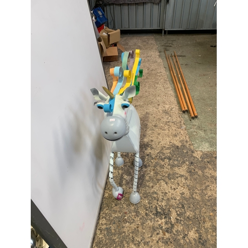 234 - Large metal unicorn with coloured decoration - great condition