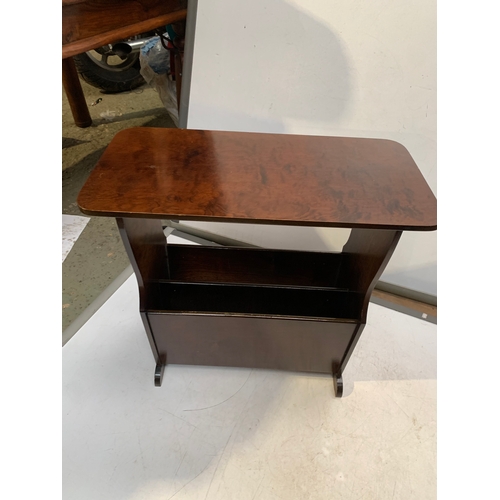 281 - Dark wood side table with storage and magazine rack - very clean condition