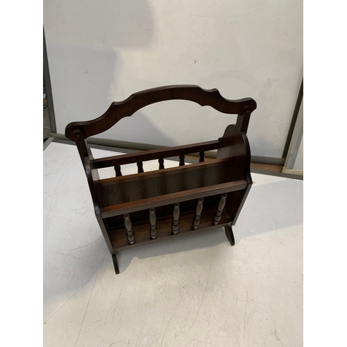 281 - Dark wood side table with storage and magazine rack - very clean condition