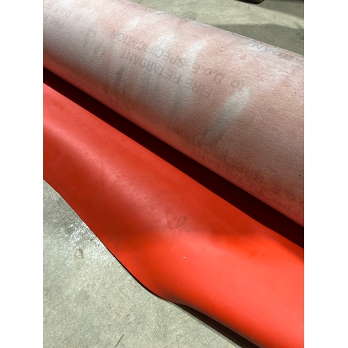 294 - Large 5ft roll and nearly full of red fabric - ideal for vehicle seats