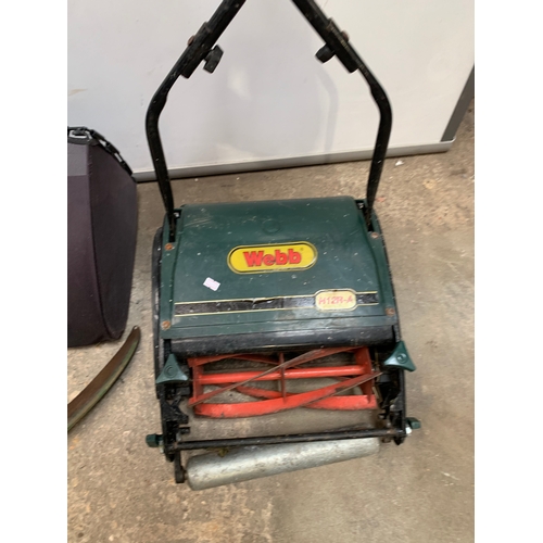 398 - Webb manual grass cutter with rear basket