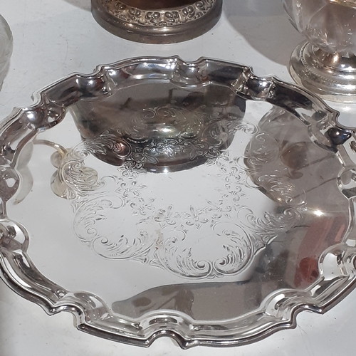 18B - Silver plate lot and other pieces. Includes Ianthe rose bowl, candelabra, trays and more. Nice condi... 