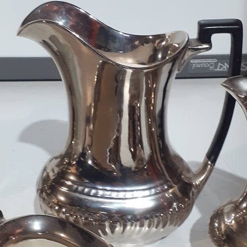 19A - Art Deco Devon Silverine Fieldings coffee set. Jugs x 2 milk and sugar with 2 sets of small tongs. N... 