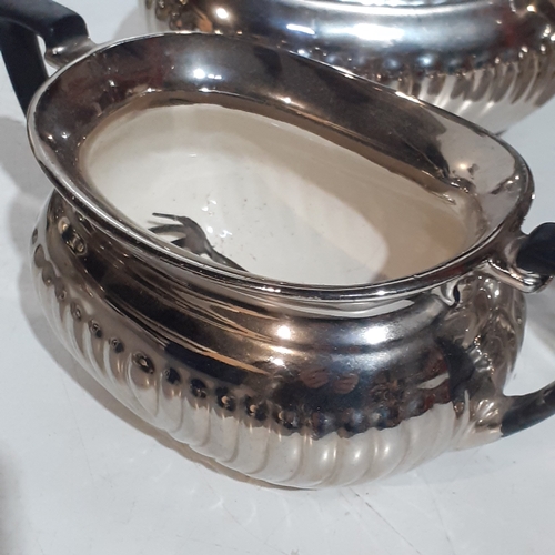 19A - Art Deco Devon Silverine Fieldings coffee set. Jugs x 2 milk and sugar with 2 sets of small tongs. N... 