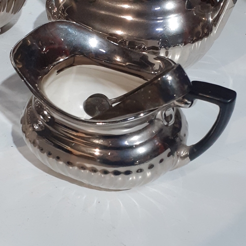 19A - Art Deco Devon Silverine Fieldings coffee set. Jugs x 2 milk and sugar with 2 sets of small tongs. N... 