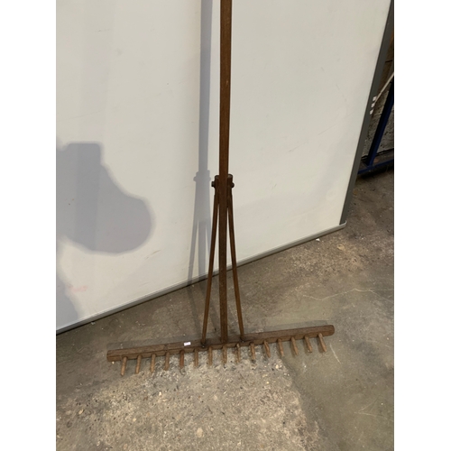 458 - Large wooden sand rake