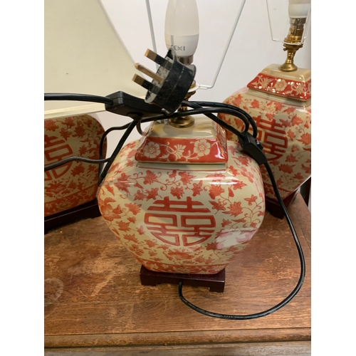 460 - 3x oriental style ceramic lamps